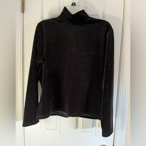 Black Velour Mock Turtleneck Long Sleeve - Medium